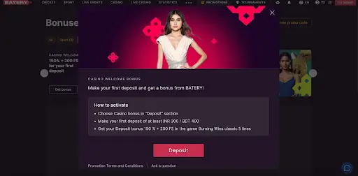 Battery online casino deposit